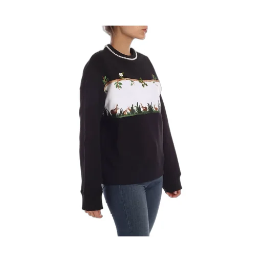 Sweatshirt With Embroidered Garden Motif And Pearl Collar