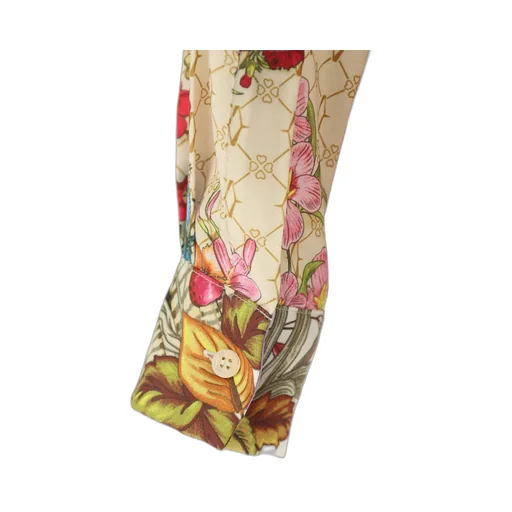 Floral And Bird Print Silk Shirt