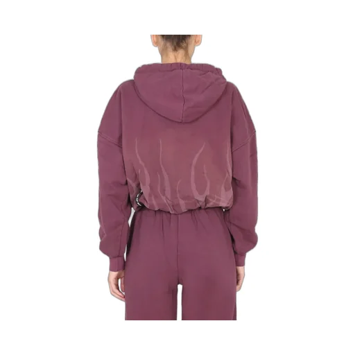 Cropped Hoodie With Flame Print