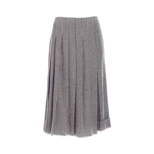 Pleated Houndstooth Skirt