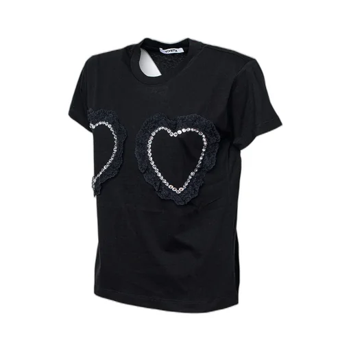 T-Shirt With Heart Appliques