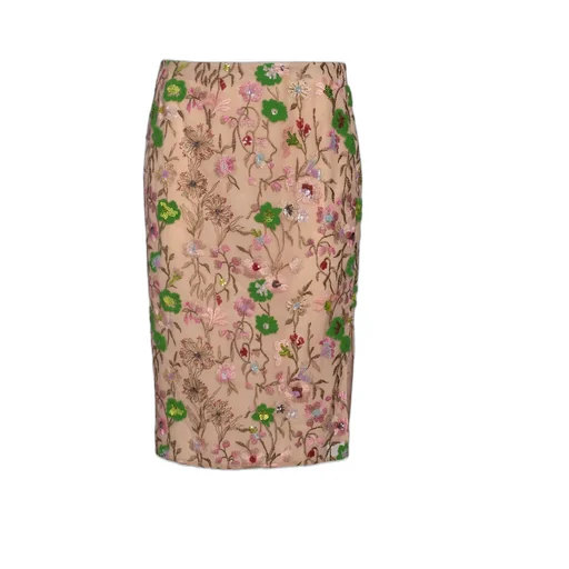 Embroidered Floral Pencil Skirt