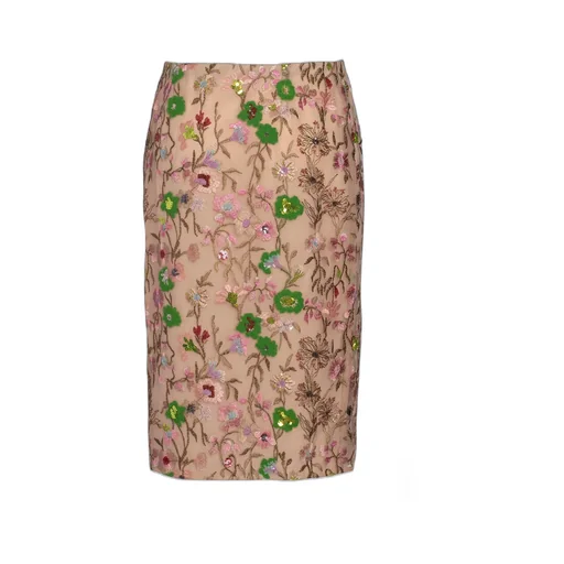 Embroidered Floral Pencil Skirt