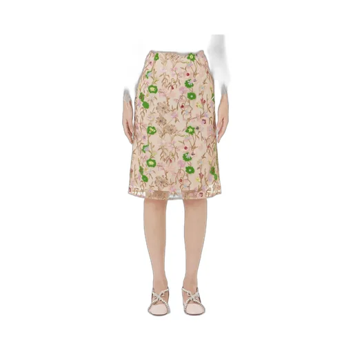 Embroidered Floral Pencil Skirt