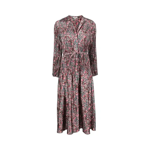 Pleated Floral Print Midi Dress
