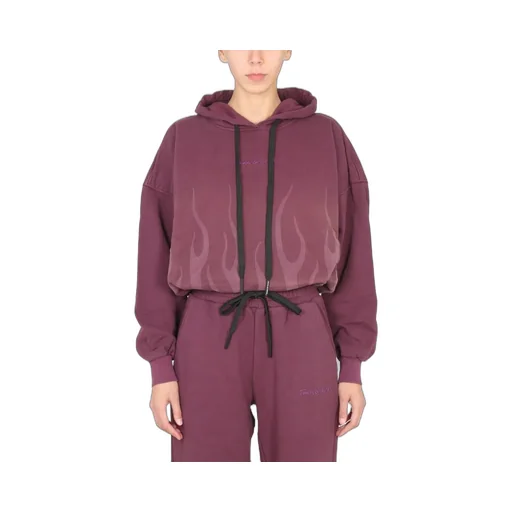 Cropped Hoodie With Flame Print
