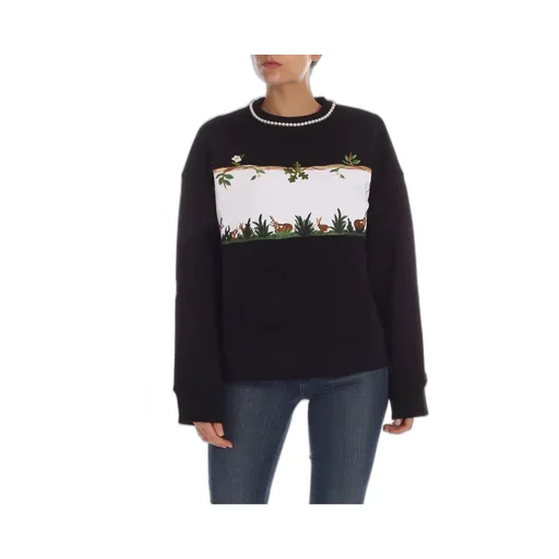 Sweatshirt With Embroidered Garden Motif And Pearl Collar