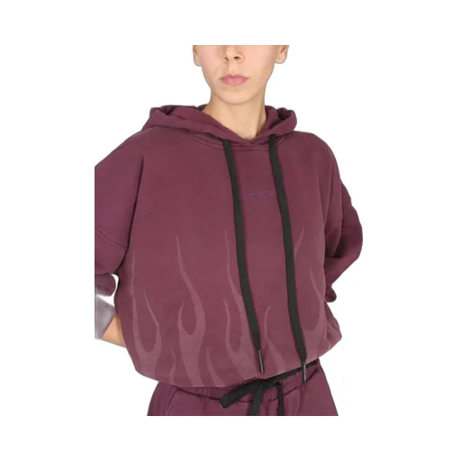 Cropped Hoodie With Flame Print