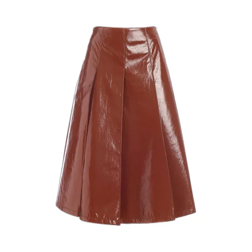 Patent Leather Midi Skirt