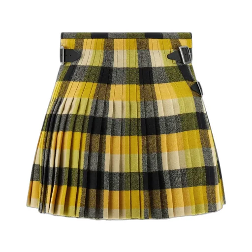 Pleated Plaid Mini Skirt