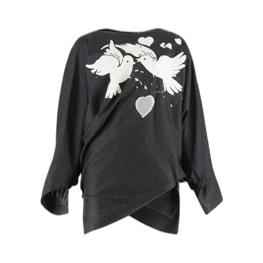 Sweatshirt With Bird And Heart Print