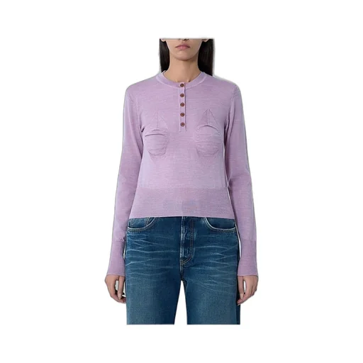 Long Sleeve Button-Up Knit Top
