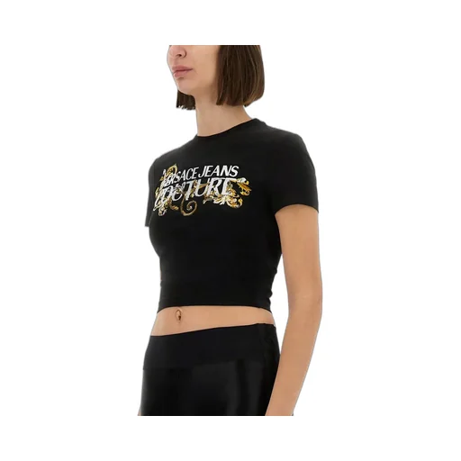 Cropped T-Shirt With Barocco Print