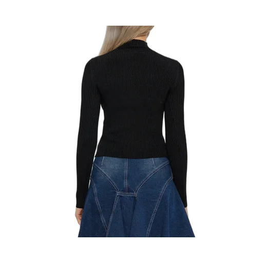 Ribbed Turtleneck Sweater With Cut-Out And Buckle Detail