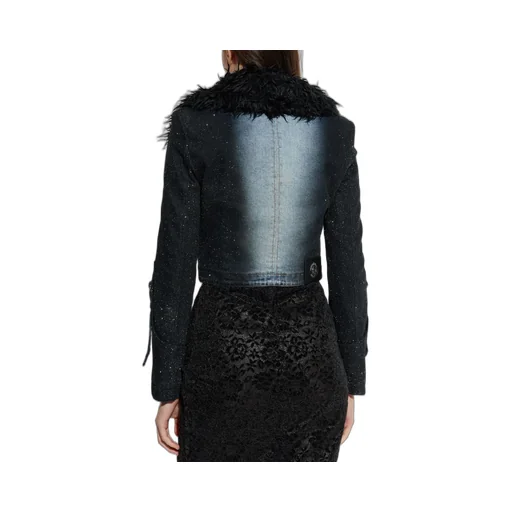 Denim Jacket With Faux Fur Collar