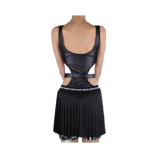 Cut-Out Swimsuit With Belt And Pleated Skirt