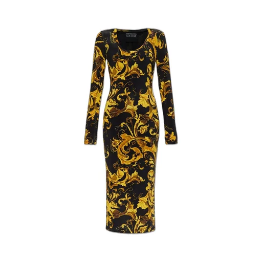 Baroque Print Long Sleeve Dress