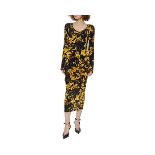 Baroque Print Long Sleeve Dress