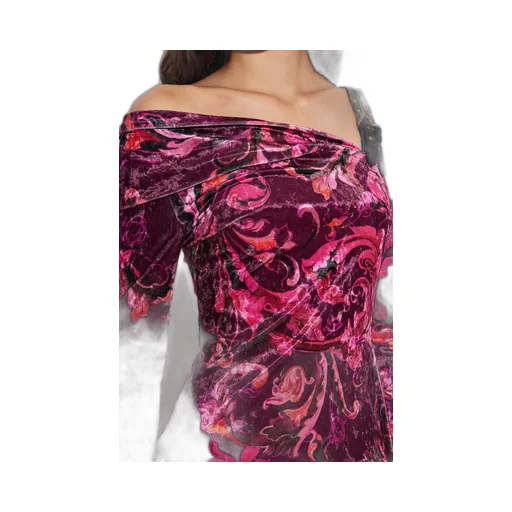 Draped One-Shoulder Velvet Dress