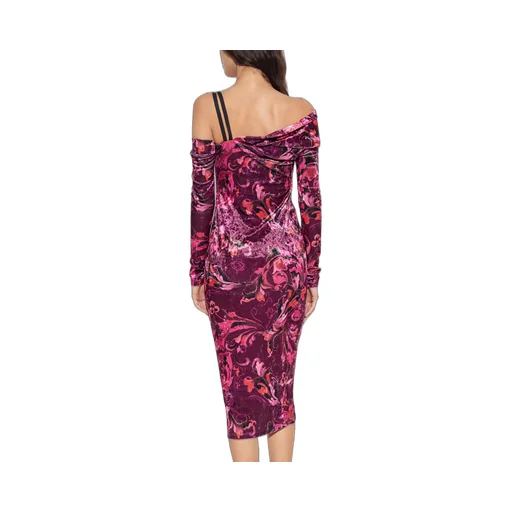 Draped One-Shoulder Velvet Dress