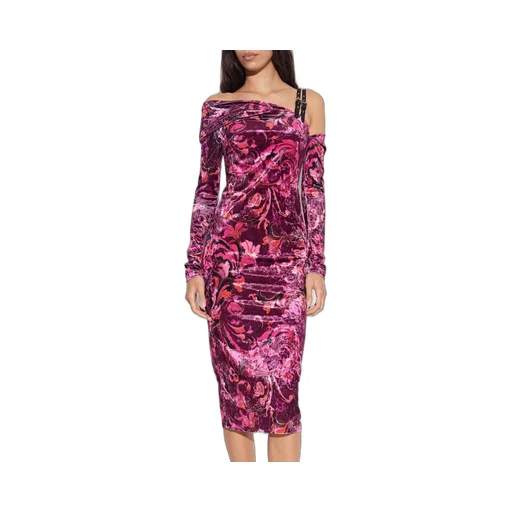 Draped One-Shoulder Velvet Dress