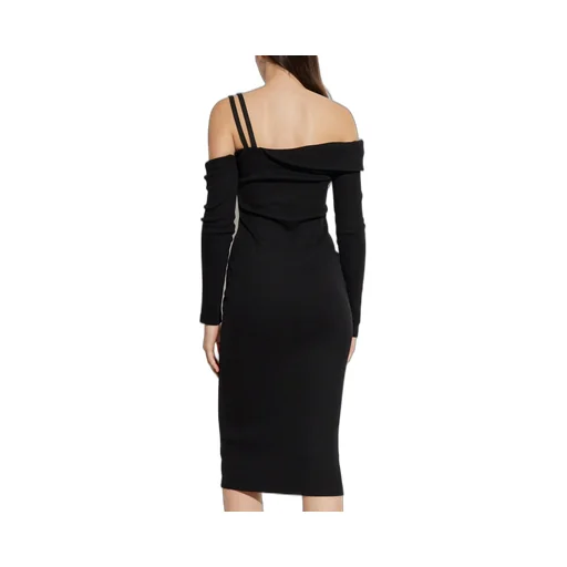Asymmetric Neckline Midi Dress