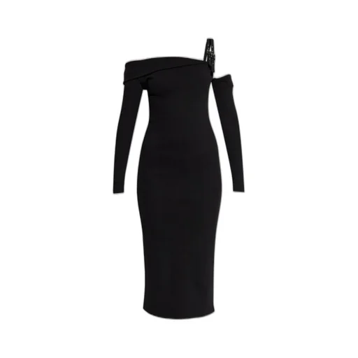 Asymmetric Neckline Midi Dress