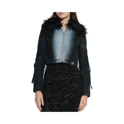Denim Jacket With Faux Fur Collar