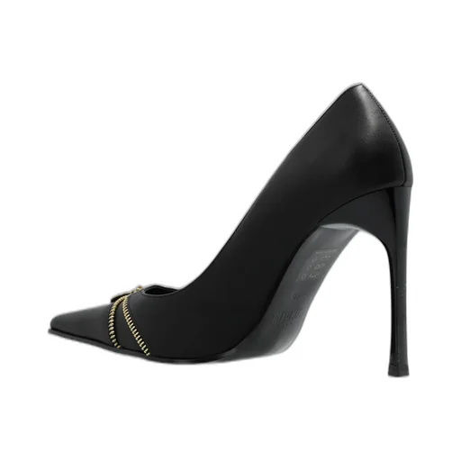 Pointed Toe Stiletto Pumps With Zipper Detail