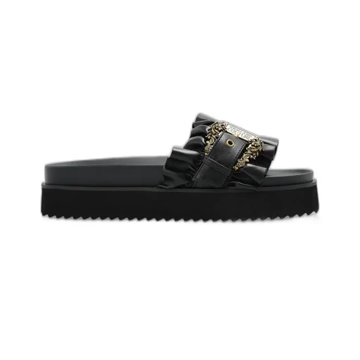 Platform Slides With Ruffles And Buckle