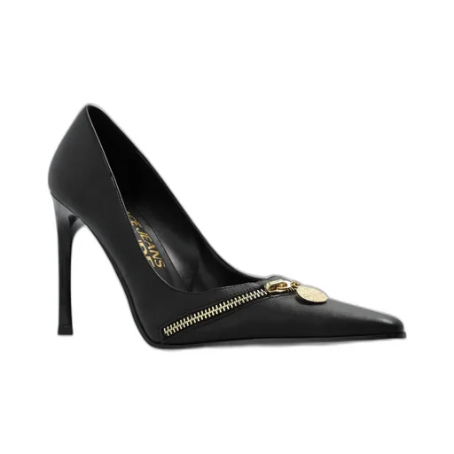 Pointed Toe Stiletto Pumps With Zipper Detail