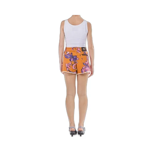 Denim Shorts With Baroque Print