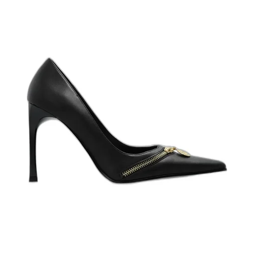Pointed Toe Stiletto Pumps With Zipper Detail