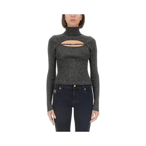 Ribbed Turtleneck Sweater With Cut-Out Detail