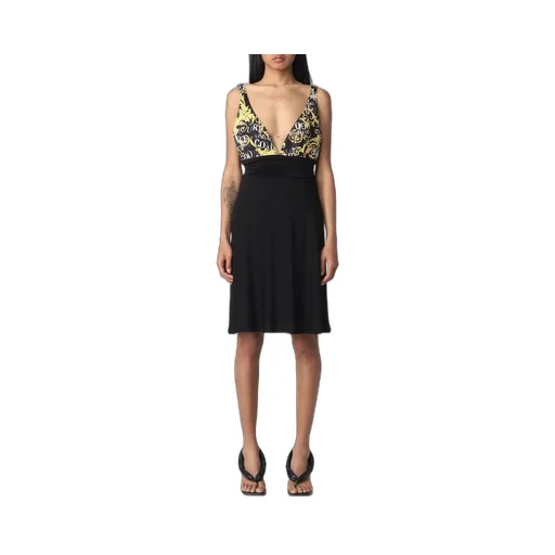 V-Neck Mini Dress With Baroque Print