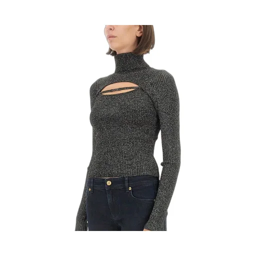 Ribbed Turtleneck Sweater With Cut-Out Detail