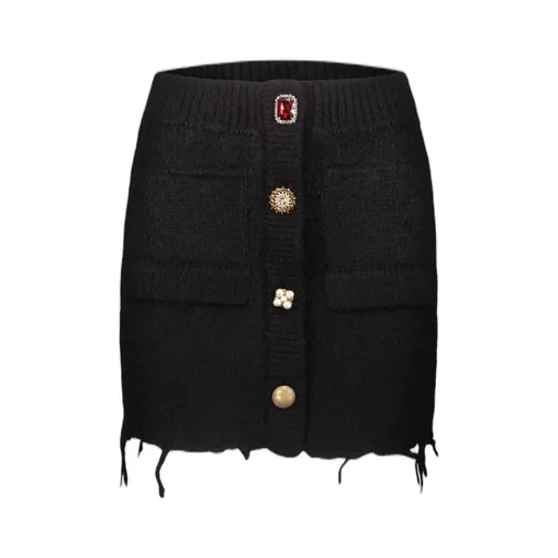 Embellished Knit Mini Skirt