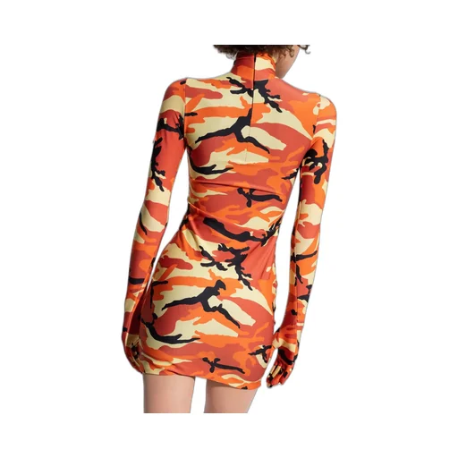 Camo Print Turtleneck Mini Dress