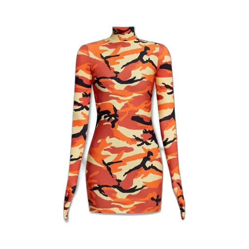 Camo Print Turtleneck Mini Dress