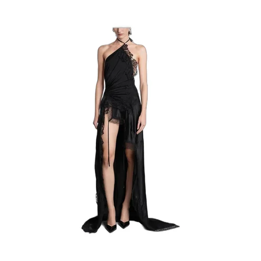 Halterneck Lace-Trimmed Gown