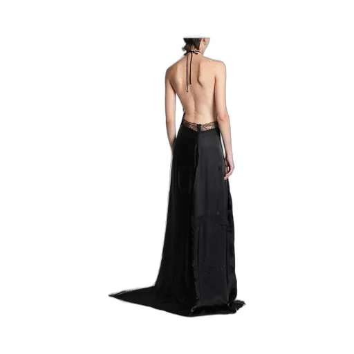 Halterneck Lace-Trimmed Gown