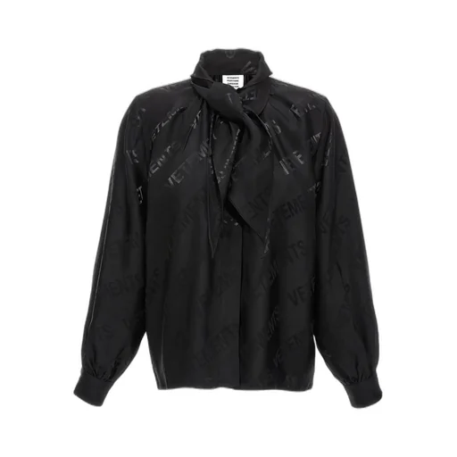 Logo Print Pussy-Bow Blouse