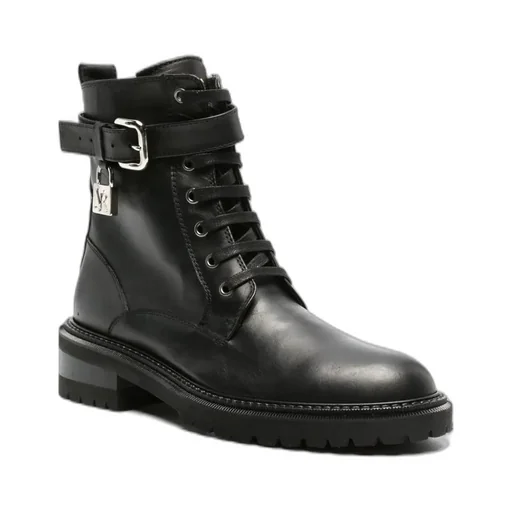 Combat Boots With Buckle And Lock Detail