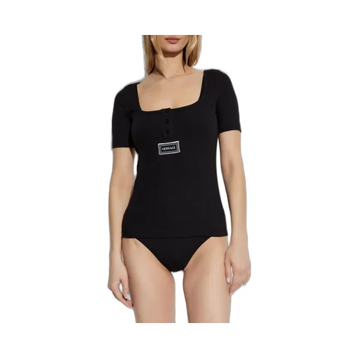 Ribbed T-Shirt With Medusa Plaque