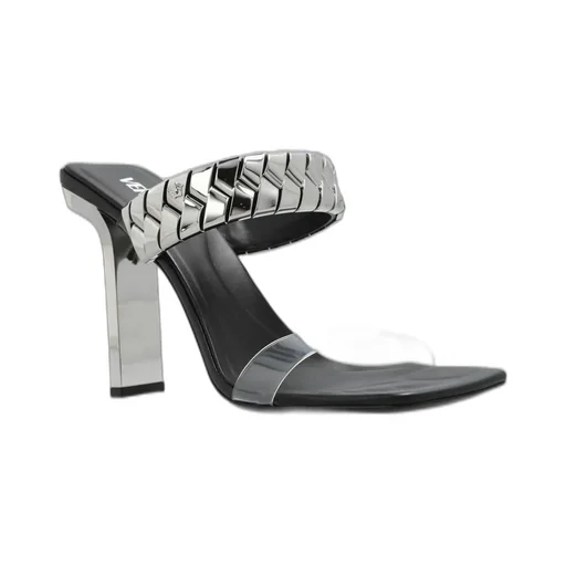 Mules With Metallic Chain Detail