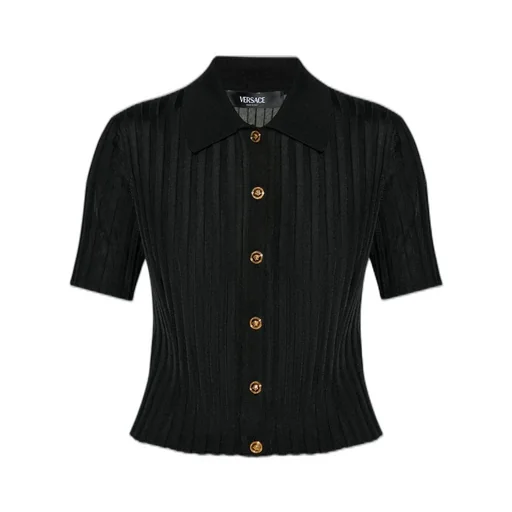 Ribbed Knit Polo Shirt