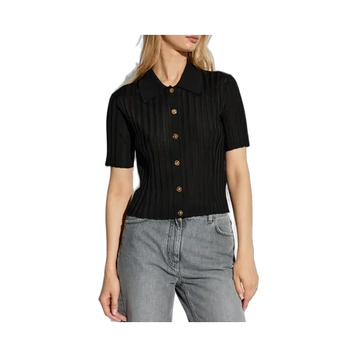 Ribbed Knit Polo Shirt