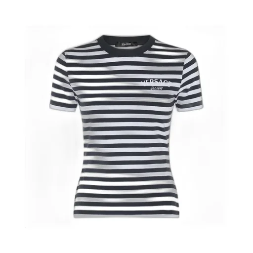 Striped T-Shirt With Anchor And Flags Print