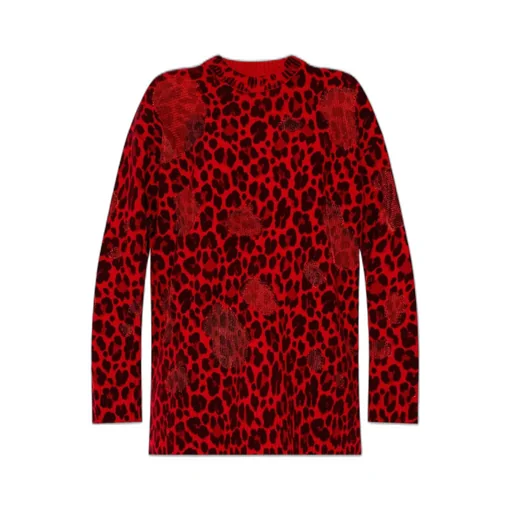 Leopard Print Distressed Sweater