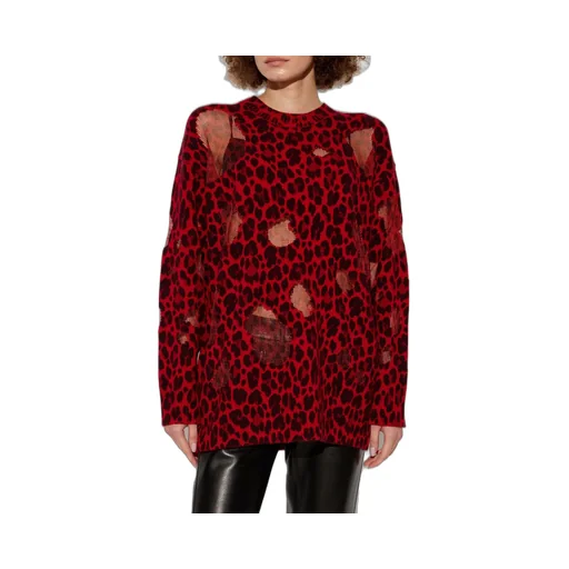 Leopard Print Distressed Sweater